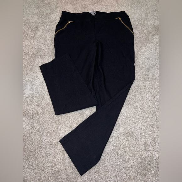 JM Collection Women Size Large Black Slim Leg Tummy Control Pants Zip Up Large - Picture 2 of 10